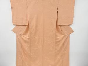 流水に草葉模様織り出し一つ紋色無地着物